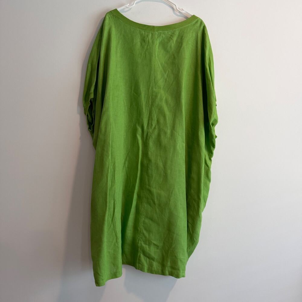 Harris Cotton Dress Women XL Oversized Green Linen Short Sleeve Kaftan Laganlook - Picture 8 of 8